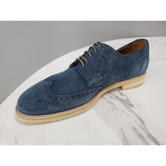 Bruno Magli Milano BM2MILN1 Mens Blue Suede Oxfords Wingtip & Brogue Shoes 7.5 - Picture 6 of 6
